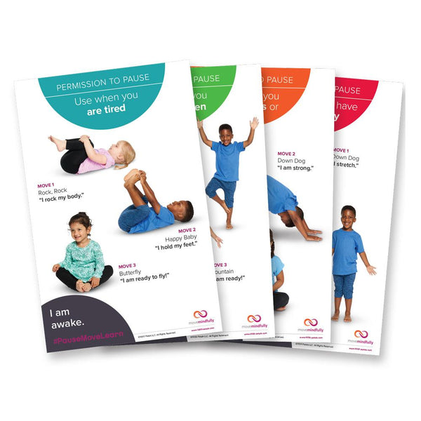 MoveMindfully® Permission To Pause Posters: Early Childhood (Set Of 4) - PeaceMakers MoveMindfully® - Generation Mindful,  - teach emotions parenting child therapy tool