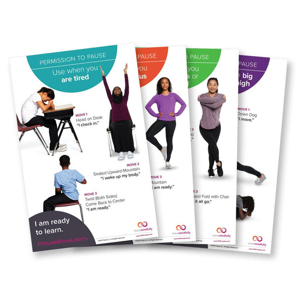 MoveMindfully® Permission To Pause Posters: Youth (Set Of 4) - PeaceMakers MoveMindfully® - Generation Mindful,  - teach emotions parenting child therapy tool